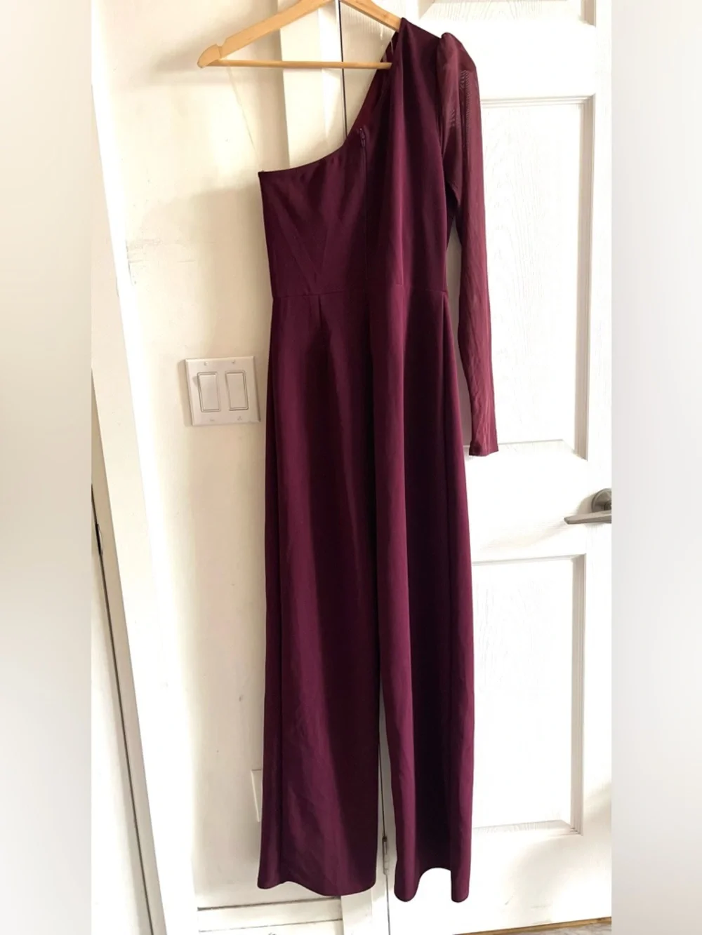 Fashion Nova One Love One-Shoulder, Wide-Leg Flattering Fit Burgundy Size M - Picture 5 of 13